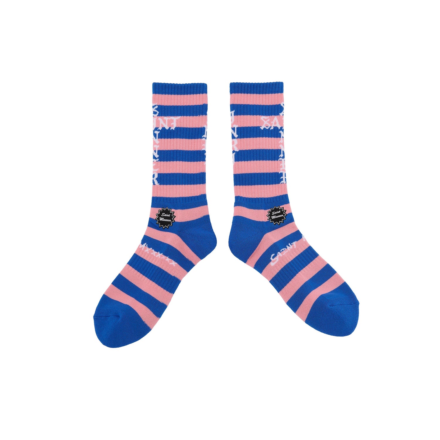 Saint Michael Border Socks in Blue / Pink — product detail