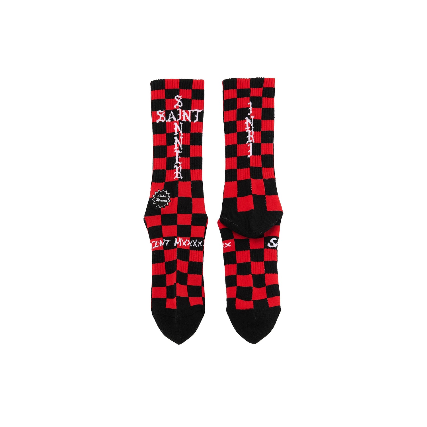 Saint Michael Check Socks in Black / Red — product detail