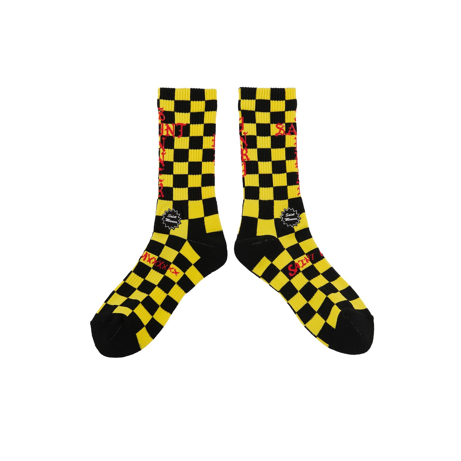Saint Michael Check Socks in Black / Yellow — product detail