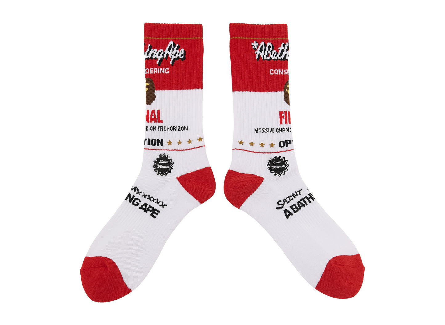 Saint Michael x BAPE 'Fainal' Socks in White / Red