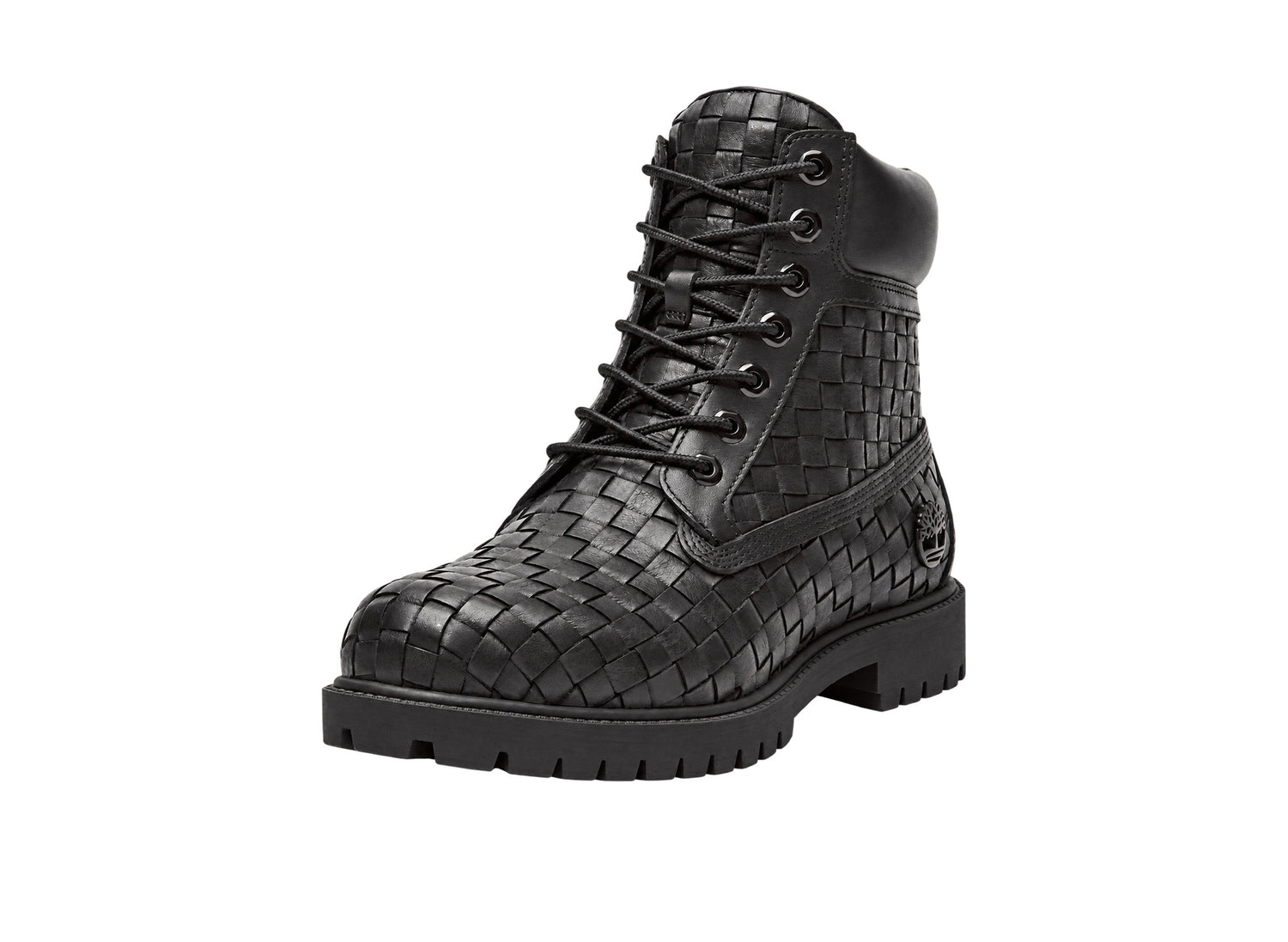 Timberland Premium 6-Inch Woven Boot in Black – three quarter view