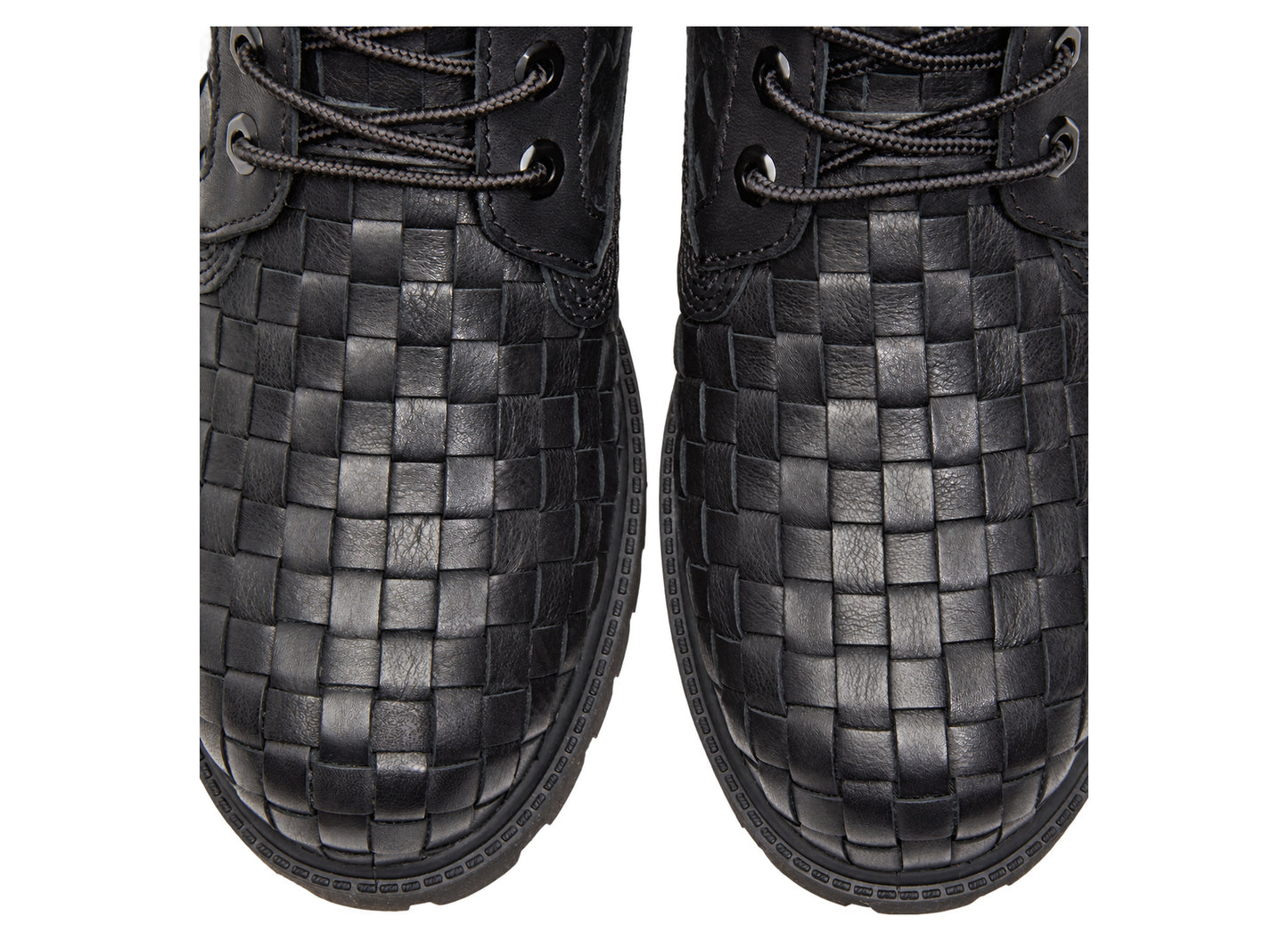 Timberland Premium 6-Inch Woven Boot in Black – woven toe detail view