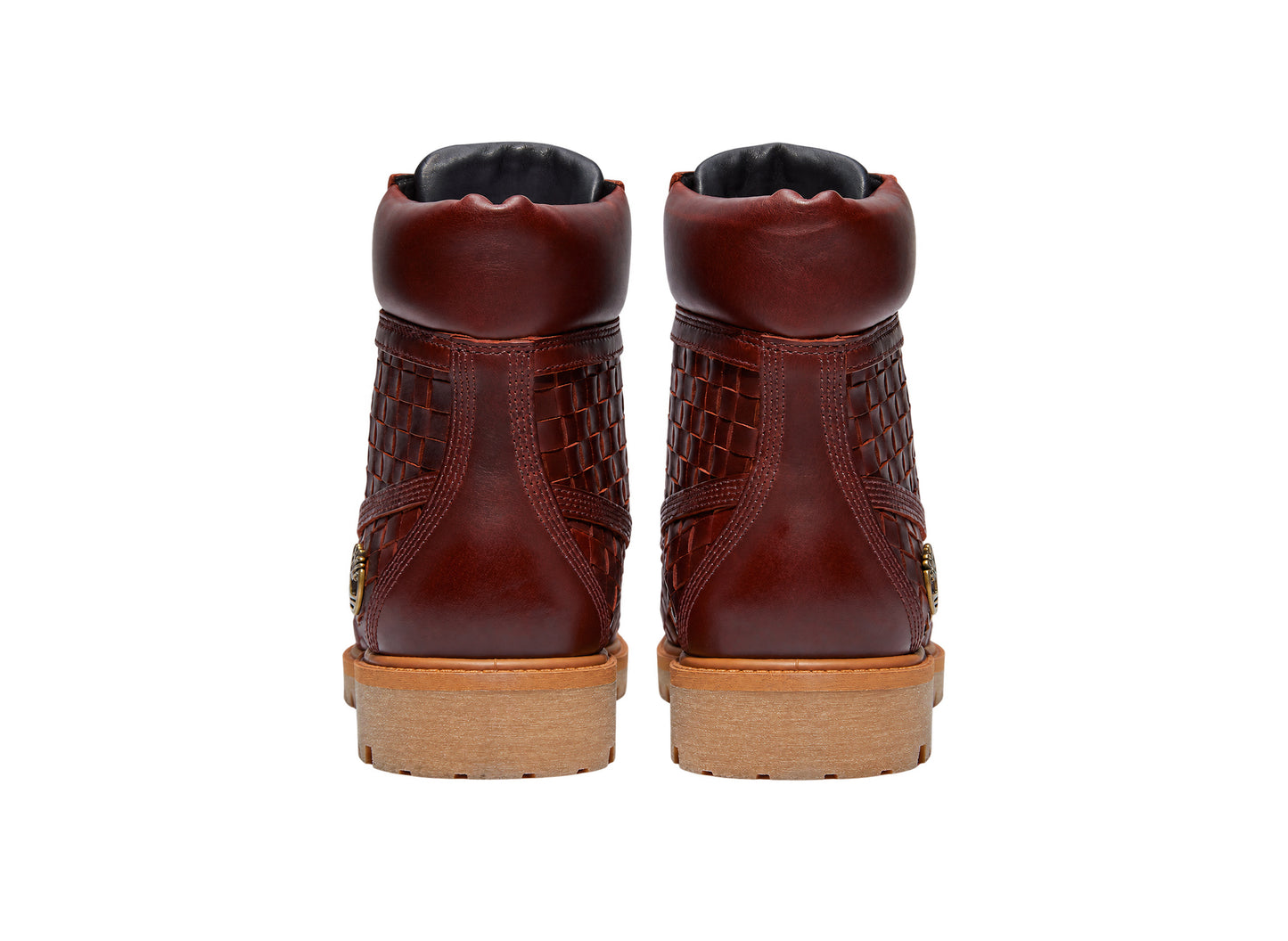 Timberland Premium 6-Inch Woven Boot in Burgundy – heels view