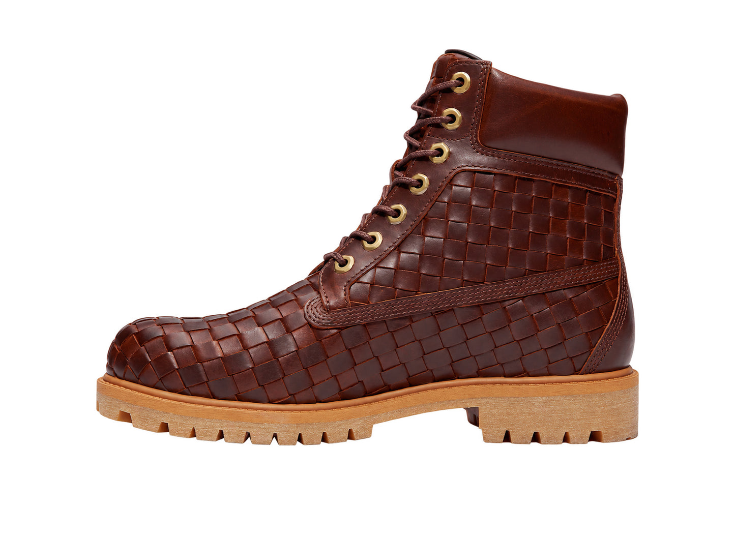 Timberland Premium 6-Inch Woven Boot in Burgundy – medial view