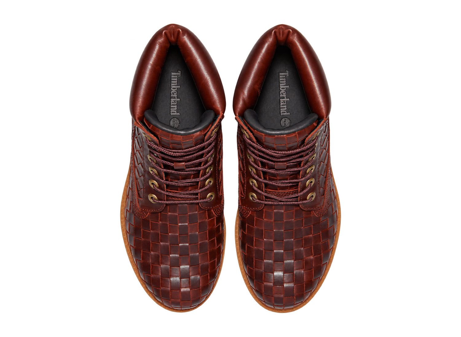 Timberland Premium 6-Inch Woven Boot in Burgundy – top view