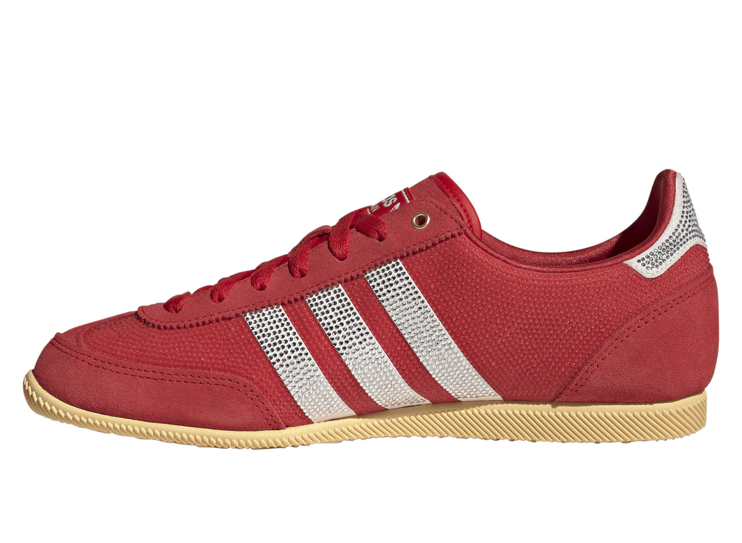 Women's Adidas Japan Rhinestone in Vivid Red / Cloud White / Orange Tint — medial side