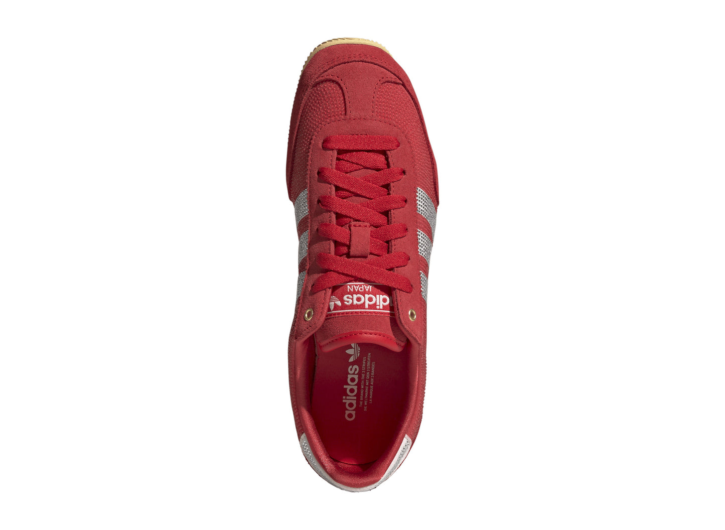 Women's Adidas Japan Rhinestone in Vivid Red / Cloud White / Orange Tint — top