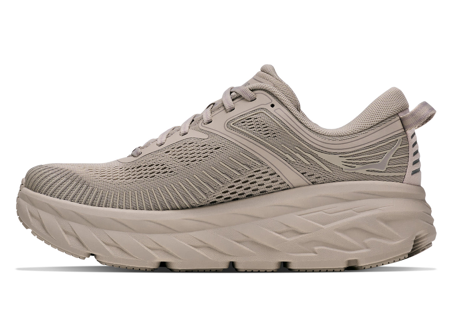 Women's Hoka Bondi 7 in Archival Taupe – medial side view