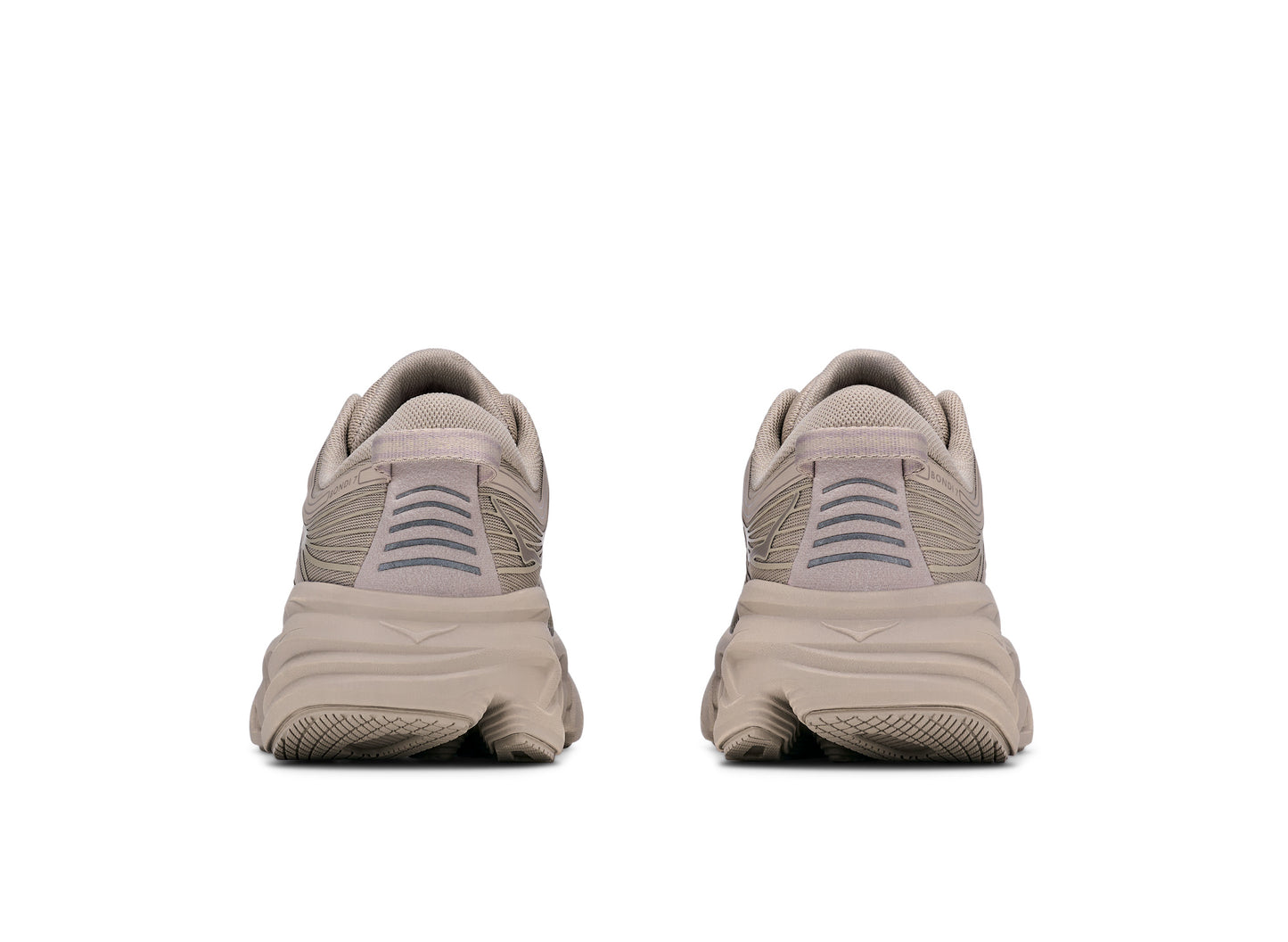 Women's Hoka Bondi 7 in Archival Taupe – rear view