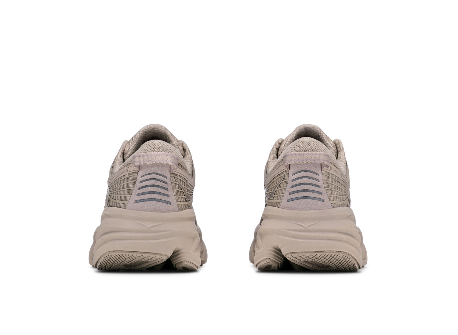 Women's Hoka Bondi 7 in Archival Taupe – rear view