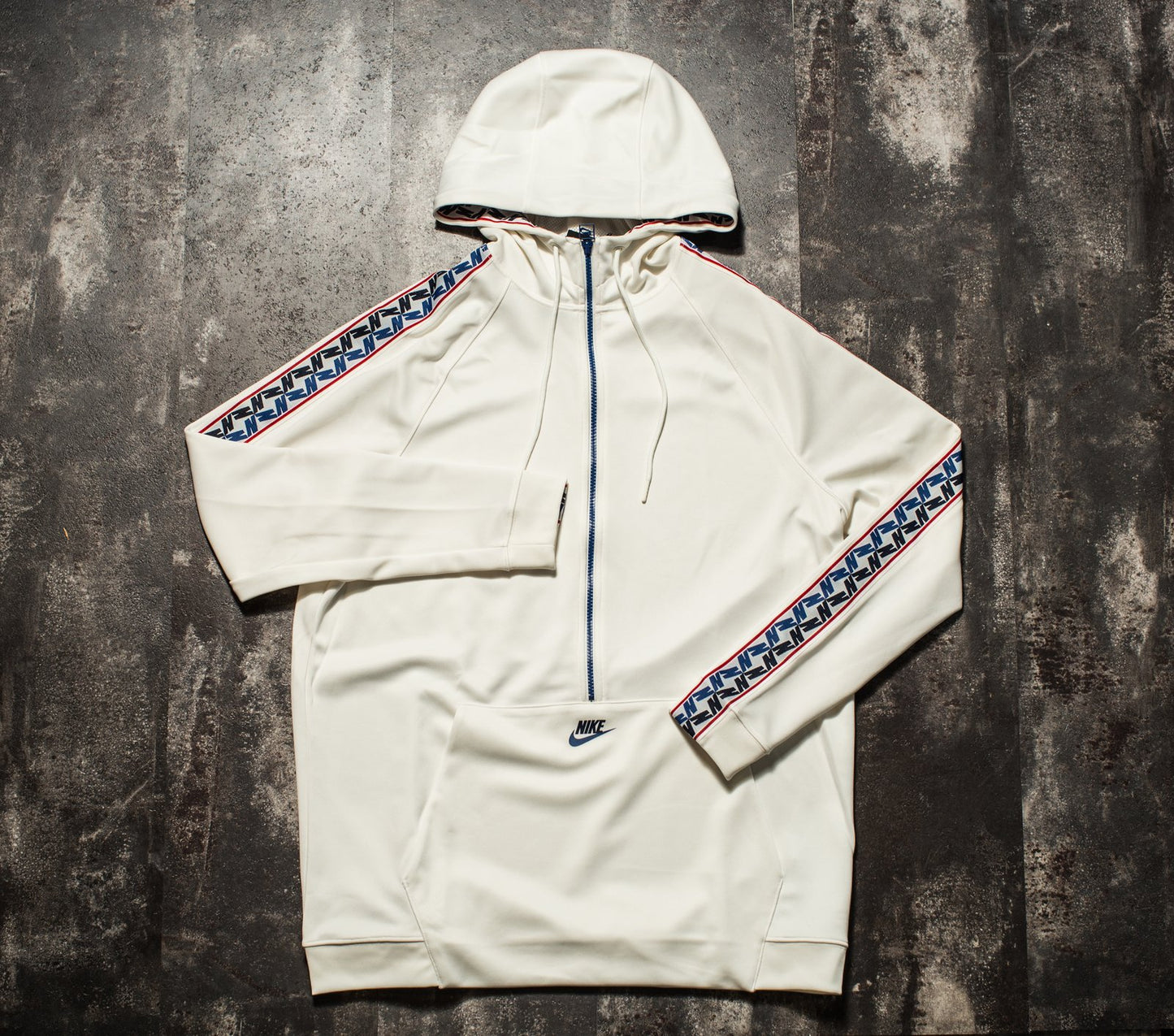 NIKE SPORTSWEAR TAPED HALF ZIP HOOD POLY