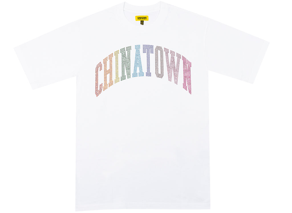 Chinatown Market Rainbow Rhinestone Arc Tee in White