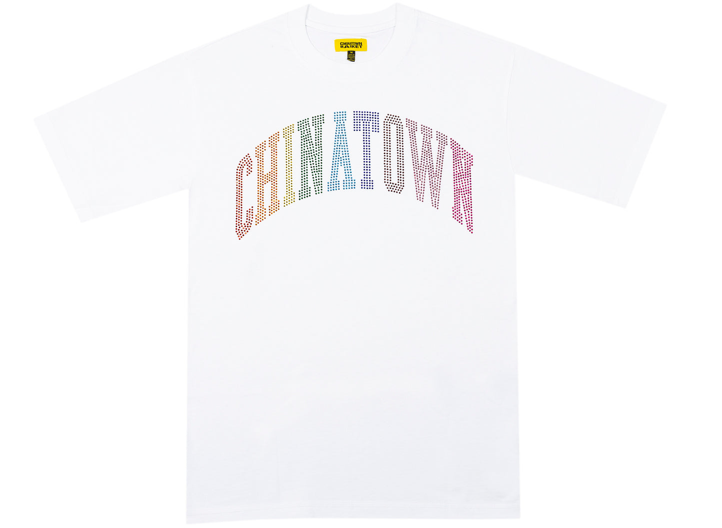 Chinatown Market Rainbow Rhinestone Arc Tee in White