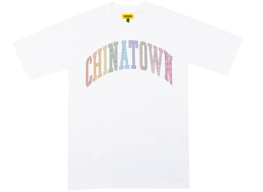 Chinatown Market Rainbow Rhinestone Arc Tee in White