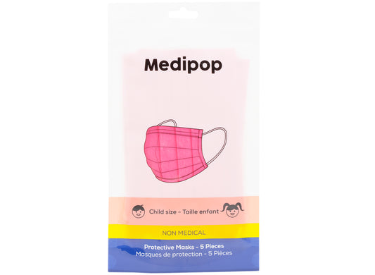 Medipop 5-Pack Standard Protective Children's Face Masks in Pink