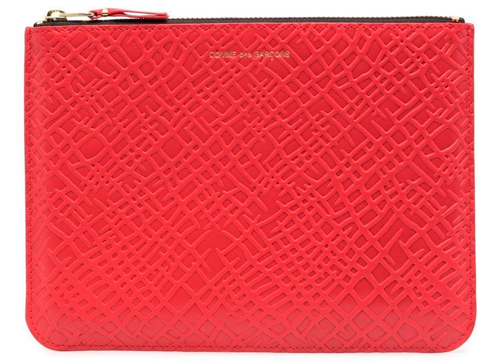 Comme des Garçon Embossed Roots Wallet in Red