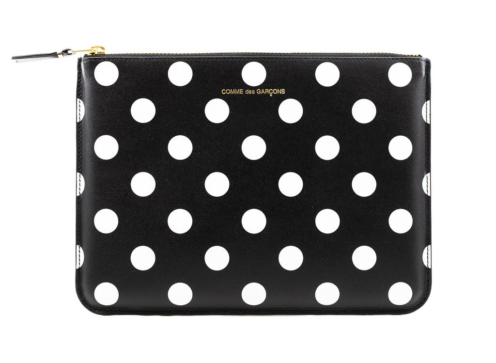 Comme des Garçon Polka Dots Printed Wallet in Black