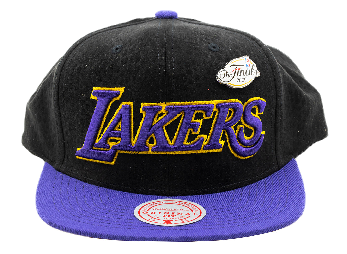 Men's Los Angeles Lakers Mitchell & Ness Black 2009 NBA Finals Snake Skin Snapback  Hat