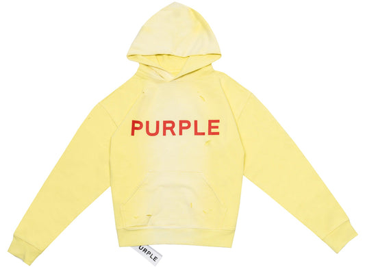 Purple Brand French Terry Pullover Hoodie in Yellow