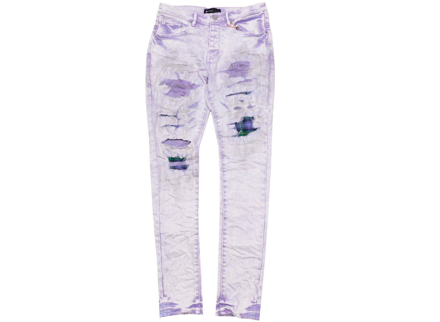 Purple Brand Heavy Repair Plaid Patch Jeans