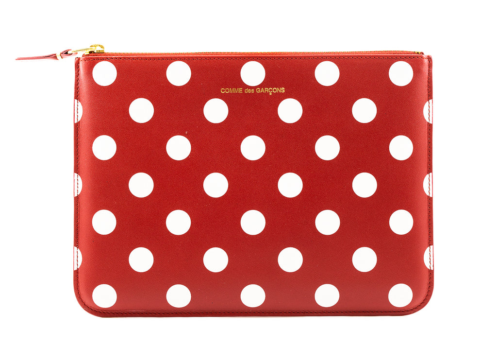 Comme des Garçon Polka Dots Printed Wallet in Red