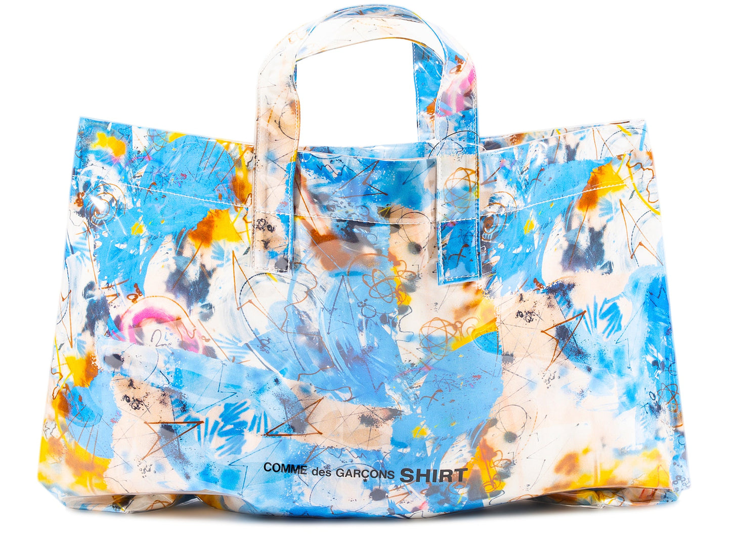 Comme des Garçon SHIRT x Futura Print Shopper Bag in Blue