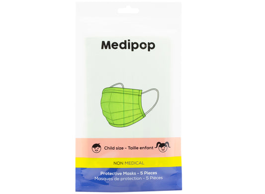 Medipop 5-Pack Standard Protective Children's Face Masks in Green