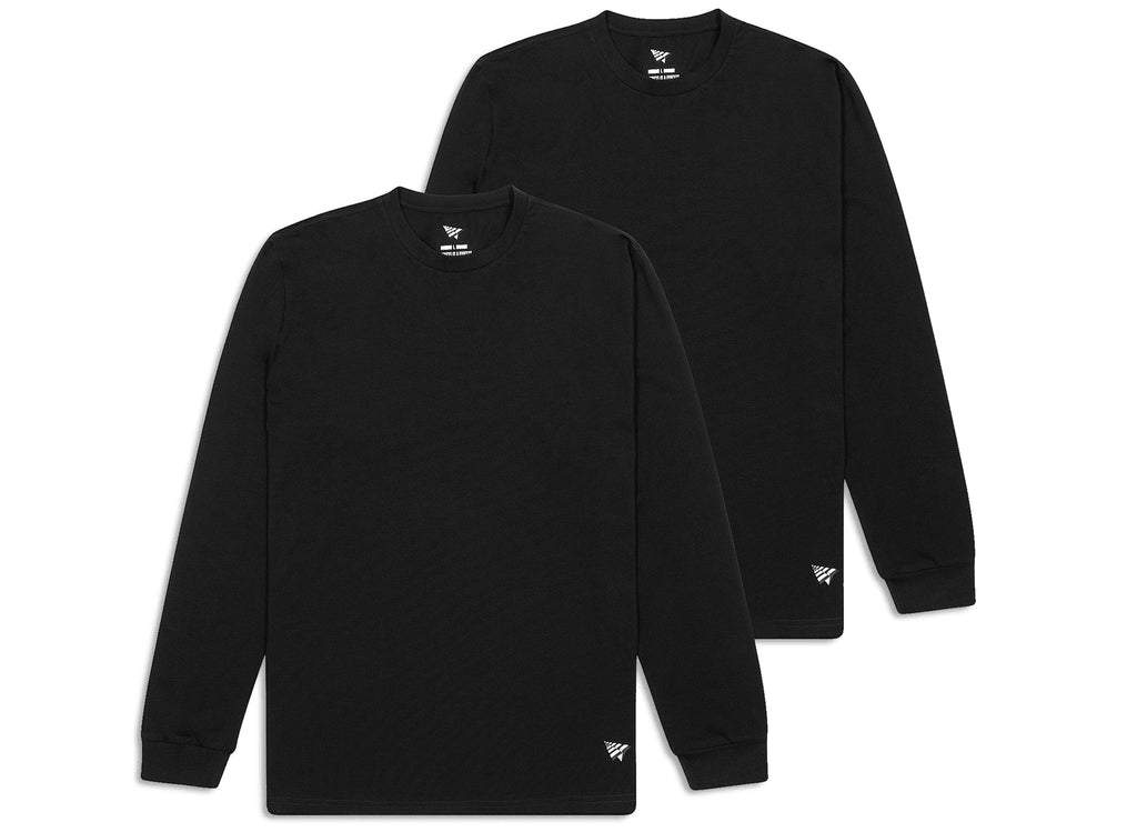 Paper Planes Essentials 2 Pack Long Sleeve Tees in Black