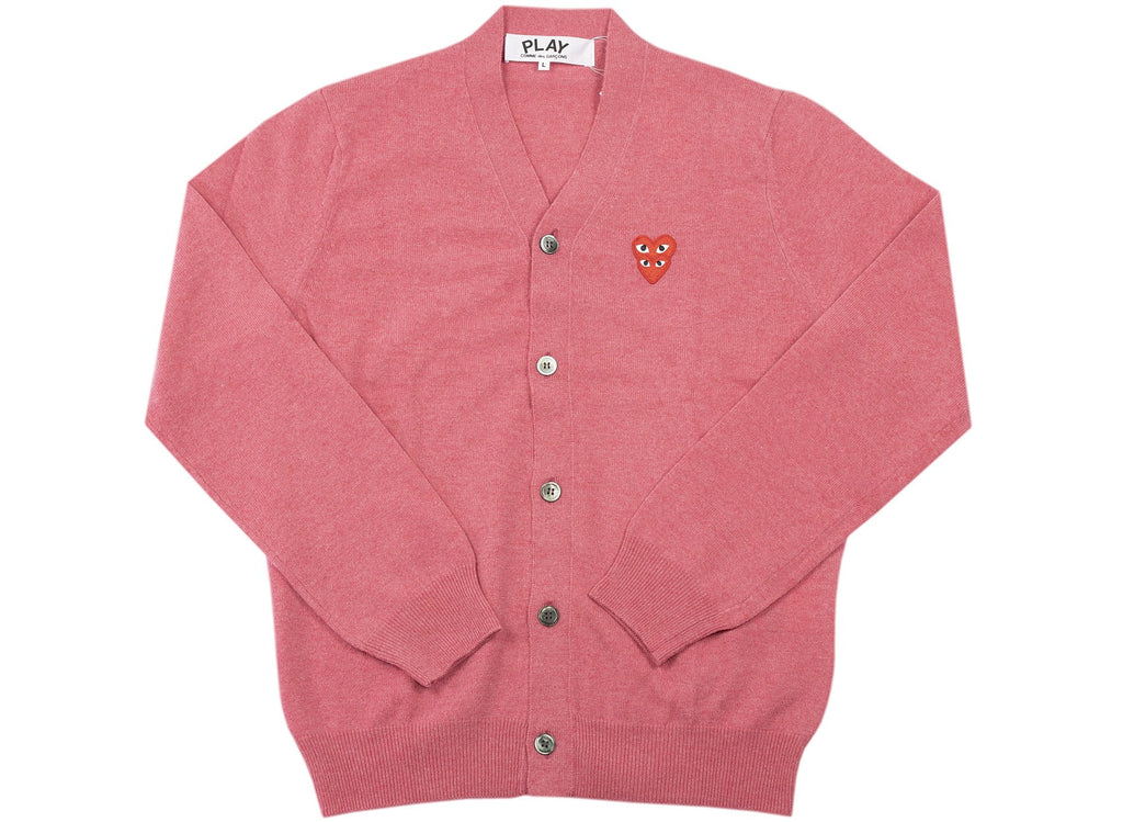 Comme des Garçons Play Double Heart Cardigan in Red