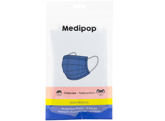 Medipop 5-Pack Standard Protective Children's Face Masks in Blue