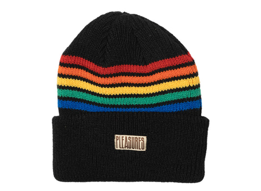 Pleasures Island Striped Beanie in Black