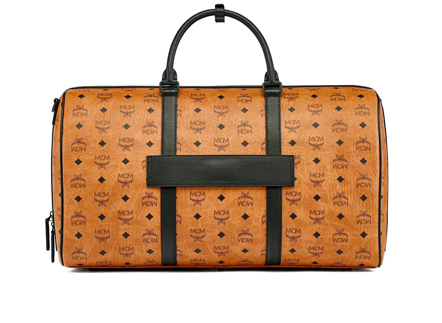 MCM Ottomar MVCSY02 Large Weekender Travel Bag In Visetos and Nappa Leather  - Cognac 