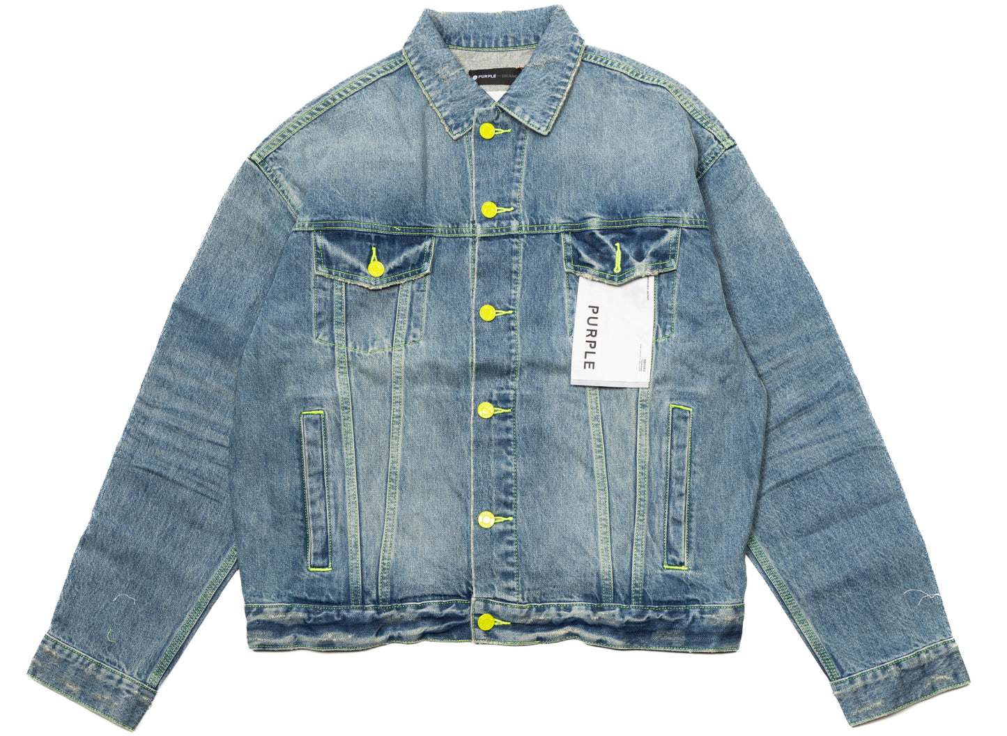 ジャケット・アウター PURPLE STAIN DENIM JACKET NUBIAN（ヌビアン）の「【PURPLE STAIN】SPRAY LOGO DENIM JACKET