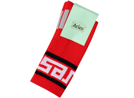 Aries Meandros Socks in Red
