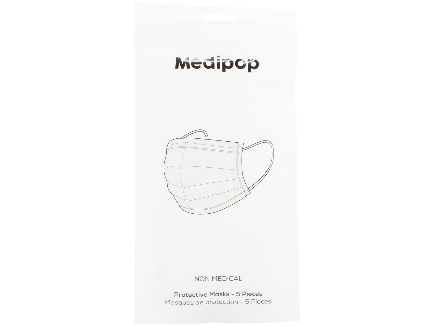 Medipop 5-Pack Adult Disposable Face Masks in White