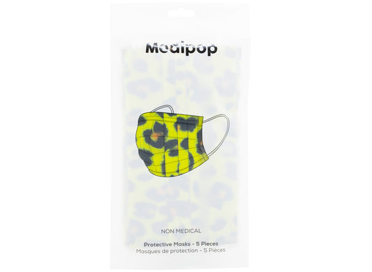 Medipop 5-Pack Adult Disposable Leopard Face Masks