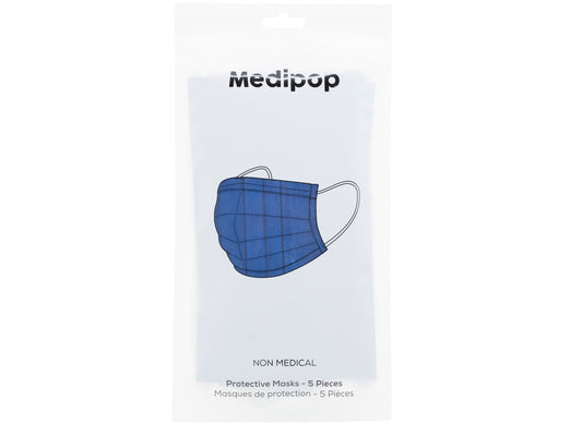 Medipop 5-Pack Adult Disposable Face Masks in Blue