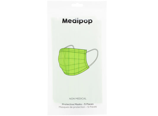 Medipop 5-Pack Adult Disposable Face Masks in Green