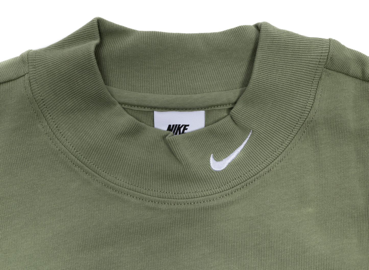 Nike Life Long Sleeve Mock Neck Shirt in Oil Green