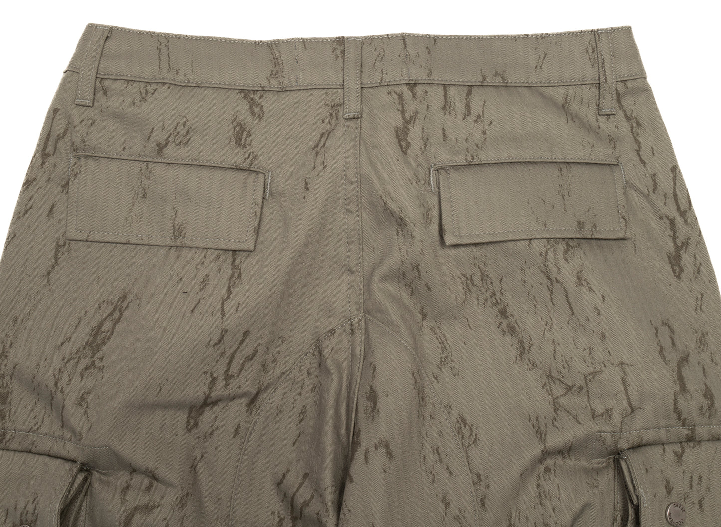 Reese Cooper Cotton Herringbone Cargo Pants in Sage Camo