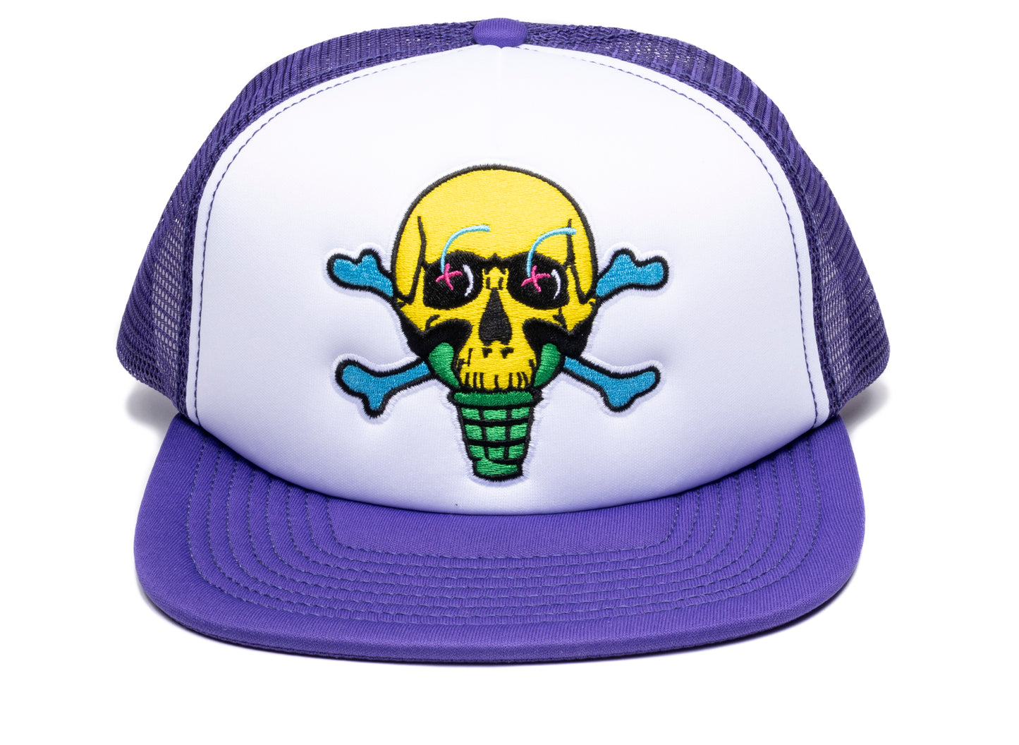Ice Cream Skully Trucker Hat in Violet