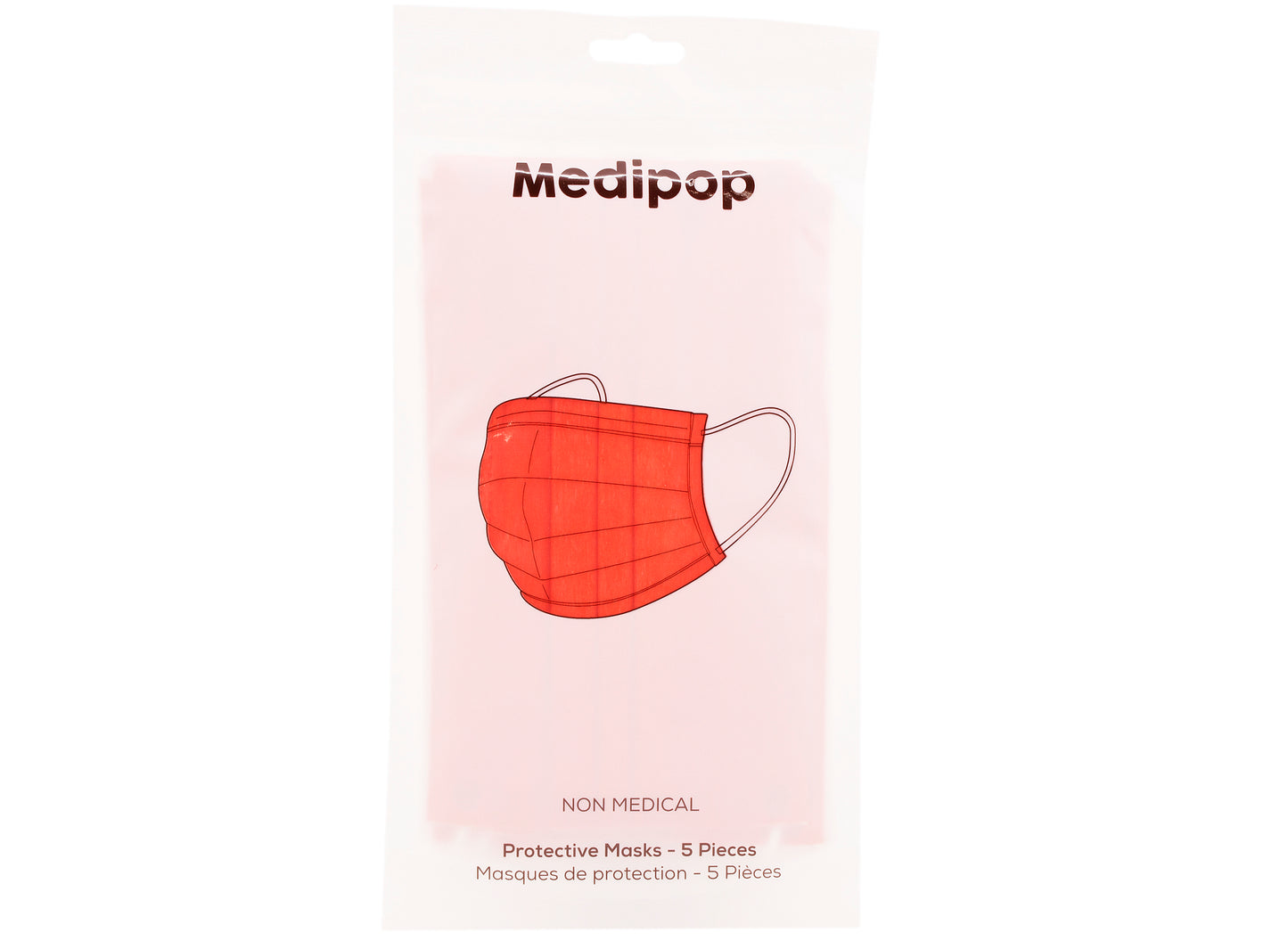 Medipop 5-Pack Adult Disposable Face Masks in Red