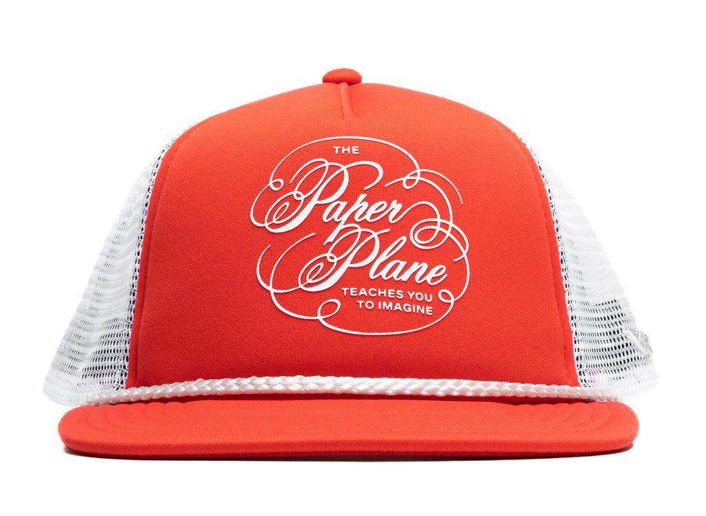 Paper Planes Script Trucker Hat in Red