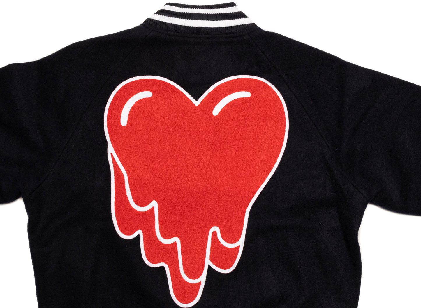 Emotionally Unavailable Melting Heart Varsity Jacket