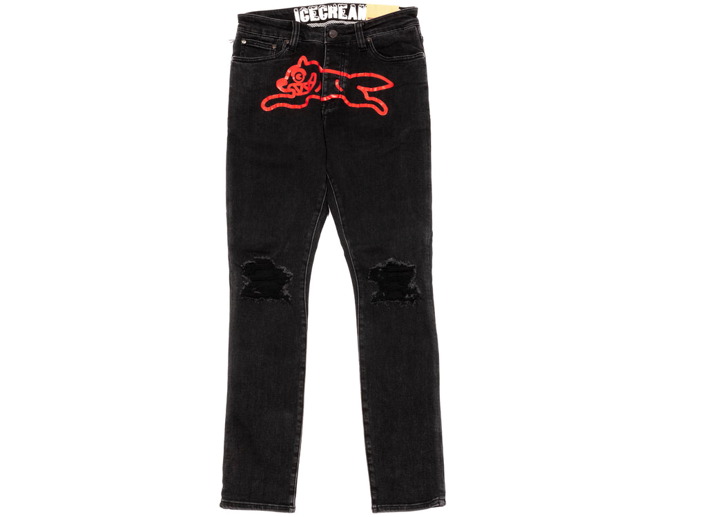 Ice Cream Black Running Dog Jeans