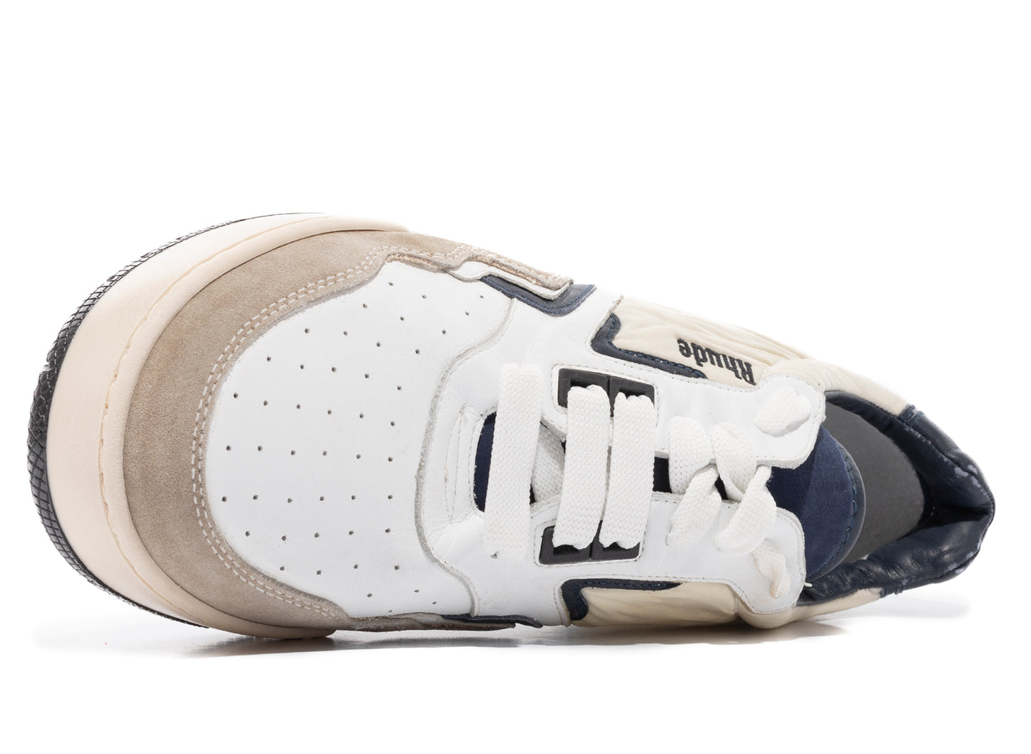 Rhude Racing Sneaker in White / Navy / Beige