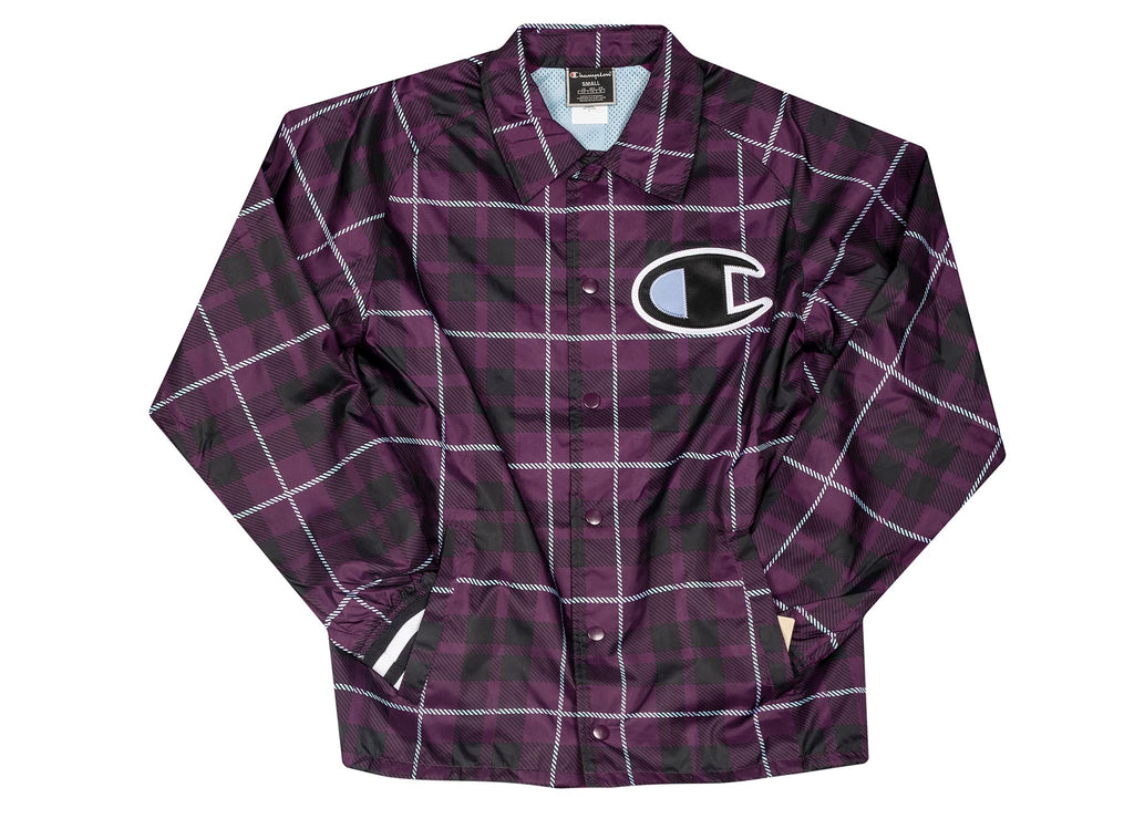 Champion Satin Coaches Jacket Rib Cuff Print 'Plaid Venetia'