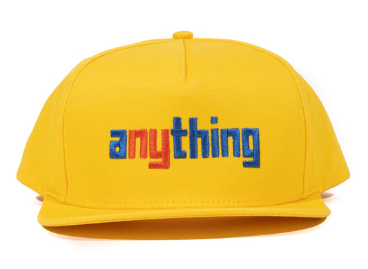 aNYthing Classic Logo 5 Panel Snapback in Primary Yellow