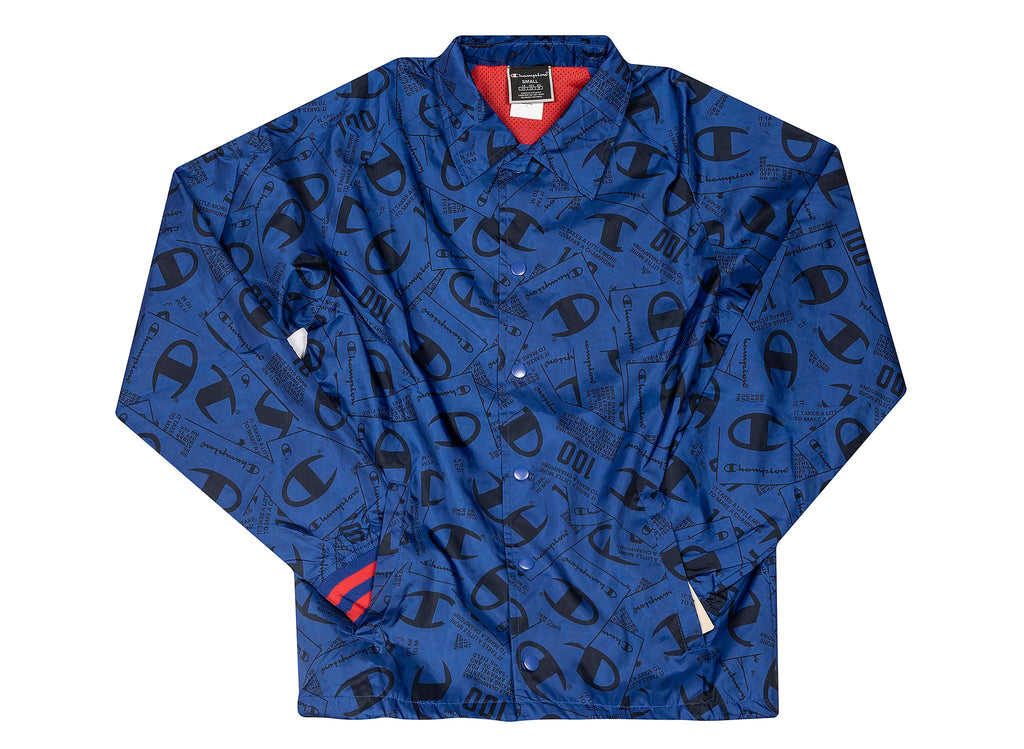 Champion Satin Coaches Jacket Rib Cuff Print 'Jock Tag Scatter'