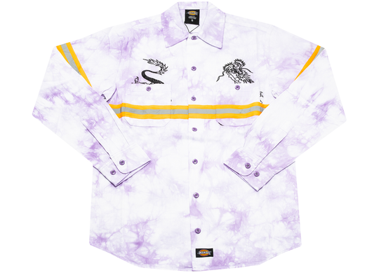 Clot x Dickies Dragon Tie Dye Long Sleeve Work Shirt in Purple